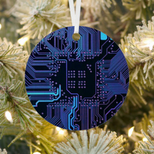 Geek Out Nerd PCB Blauwe Elektronische Circuit Boa Metalen Ornament