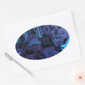 Geek Out Nerd PCB Blauwe Elektronische Circuit Boa Ovale Sticker (Envelop)