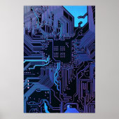 Geek Out Nerd PCB Blauwe Elektronische Circuit Boa Poster (Voorkant)