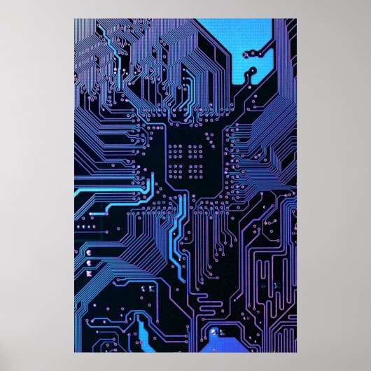 Geek Out Nerd PCB Blauwe Elektronische Circuit Boa Poster (Voorkant)