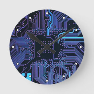 Geek Out Nerd PCB Blauwe Elektronische Circuit Boa Ronde Klok