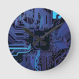 Geek Out Nerd PCB Blauwe Elektronische Circuit Boa Ronde Klok
