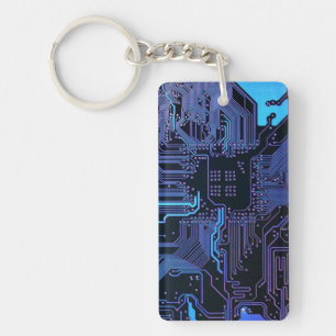 Geek Out Nerd PCB Blauwe Elektronische Circuit Boa Sleutelhanger