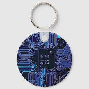 Geek Out Nerd PCB Blauwe Elektronische Circuit Boa Sleutelhanger