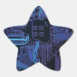 Geek Out Nerd PCB Blauwe Elektronische Circuit Boa Ster Sticker