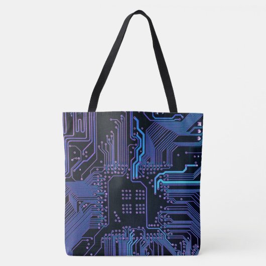 Geek Out Nerd PCB Blauwe Elektronische Circuit Boa Tote Bag (Voorkant)