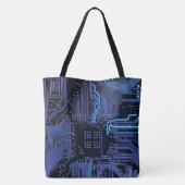 Geek Out Nerd PCB Blauwe Elektronische Circuit Boa Tote Bag (Achterkant)