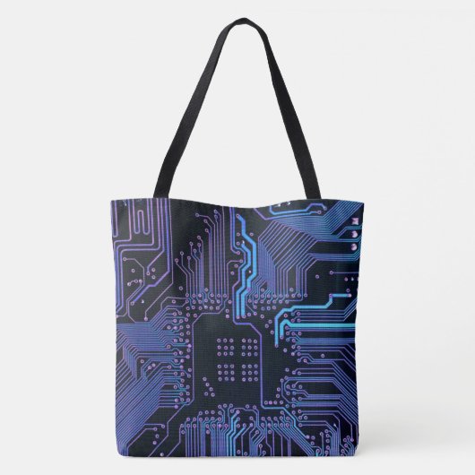 Geek Out Nerd PCB Blauwe Elektronische Circuit Boa Tote Bag (Achterkant)