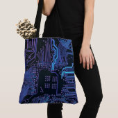 Geek Out Nerd PCB Blauwe Elektronische Circuit Boa Tote Bag (Dichtbij)