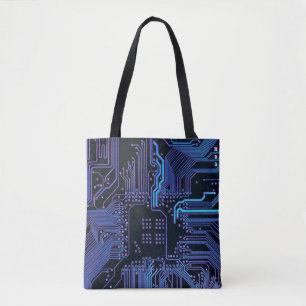 Geek Out Nerd PCB Blauwe Elektronische Circuit Boa Tote Bag