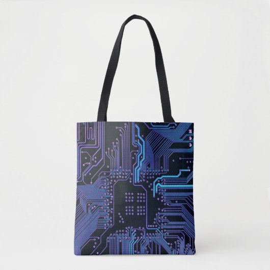 Geek Out Nerd PCB Blauwe Elektronische Circuit Boa Tote Bag (Voorkant)