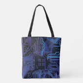 Geek Out Nerd PCB Blauwe Elektronische Circuit Boa Tote Bag (Achterkant)