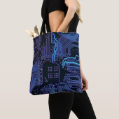 Geek Out Nerd PCB Blauwe Elektronische Circuit Boa Tote Bag (Dichtbij)