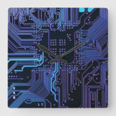 Geek Out Nerd PCB Blauwe Elektronische Circuit Boa Vierkante Klok (Voorkant)