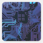 Geek Out Nerd PCB Blauwe Elektronische Circuit Boa Vierkante Sticker (Voorkant)