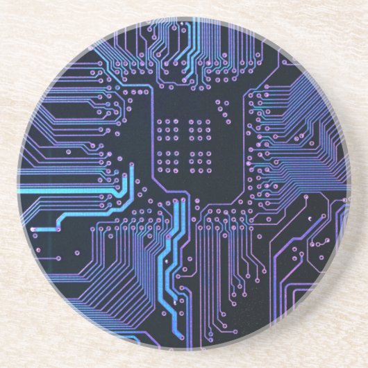 Geek Out Nerd PCB Blauwe Elektronische Circuit Boa Zandsteen Onderzetter (Voorkant)