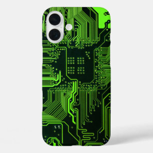 Geek Out Nerd PCB Groene Elektronische Circuit Boa iPhone 16 Plus Hoesje