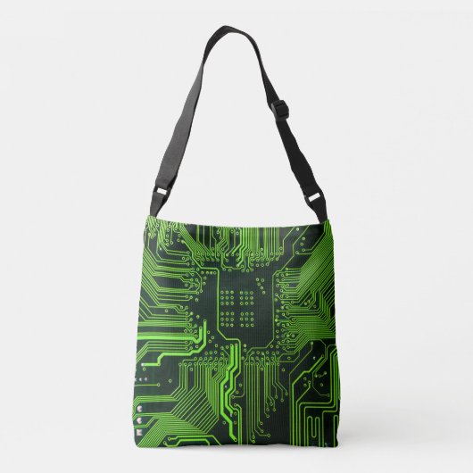 Geek Out Nerd PCB Groene Elektronische Circuit Boa Crossbody Tas (Achterkant)