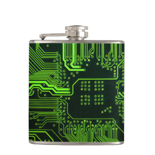 Geek Out Nerd PCB Groene Elektronische Circuit Boa Heupfles