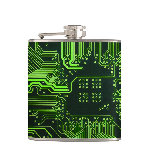 Geek Out Nerd PCB Groene Elektronische Circuit Boa Heupfles (Voorkant)