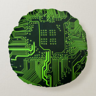 Geek Out Nerd PCB Groene Elektronische Circuit Boa Rond Kussen