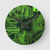 Geek Out Nerd PCB Groene Elektronische Circuit Boa Ronde Klok (Voorkant)