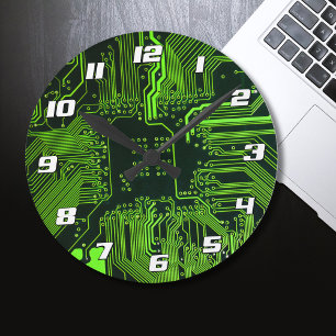 Geek Out Nerd PCB Groene Elektronische Circuit Boa Ronde Klok