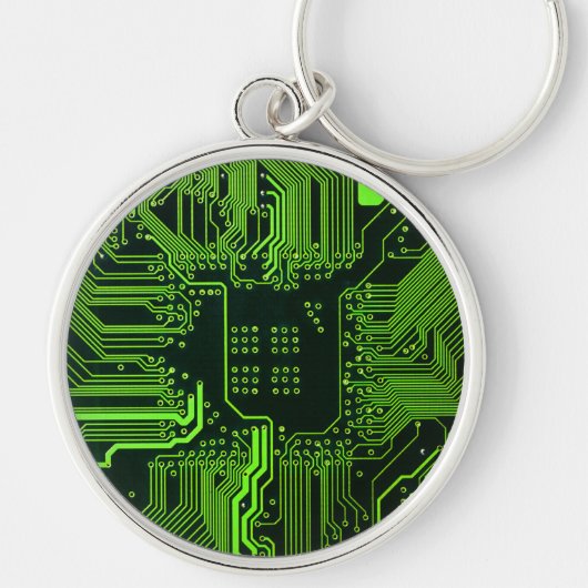 Geek Out Nerd PCB Groene Elektronische Circuit Boa Sleutelhanger (Voorkant)