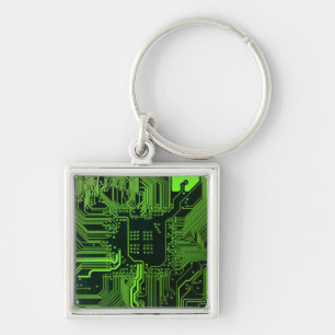 Geek Out Nerd PCB Groene Elektronische Circuit Boa Sleutelhanger