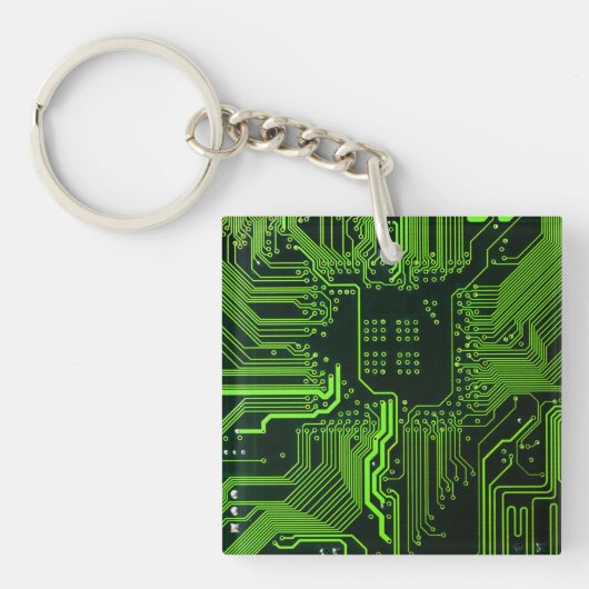 Geek Out Nerd PCB Groene Elektronische Circuit Boa Sleutelhanger (Voorkant)