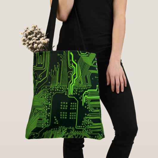 Geek Out Nerd PCB Groene Elektronische Circuit Boa Tote Bag (Dichtbij)