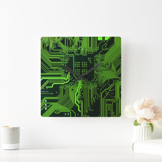Geek Out Nerd PCB Groene Elektronische Circuit Boa Vierkante Klok (Huis)