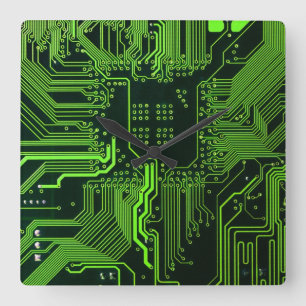Geek Out Nerd PCB Groene Elektronische Circuit Boa Vierkante Klok