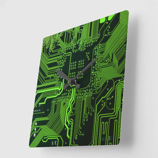 Geek Out Nerd PCB Groene Elektronische Circuit Boa Vierkante Klok (Hoek)