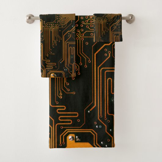Geek Out Nerd PCB Sinaasappel Electronic Circuit B Bad Handdoek (Insitu)