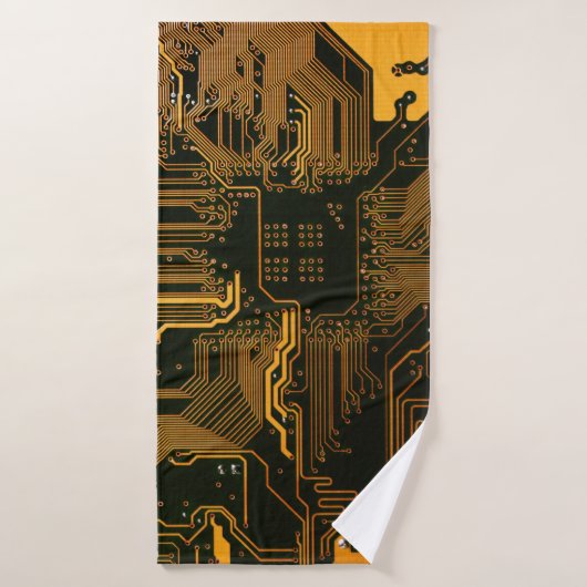 Geek Out Nerd PCB Sinaasappel Electronic Circuit B Badhanddoek (Badhanddoek)