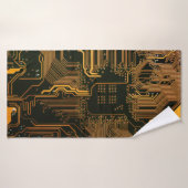 Geek Out Nerd PCB Sinaasappel Electronic Circuit B Badhanddoek (Badhanddoek)