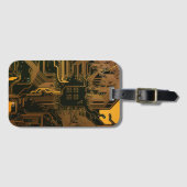 Geek Out Nerd PCB Sinaasappel Electronic Circuit B Bagagelabel (Voorkant (horizontaal))