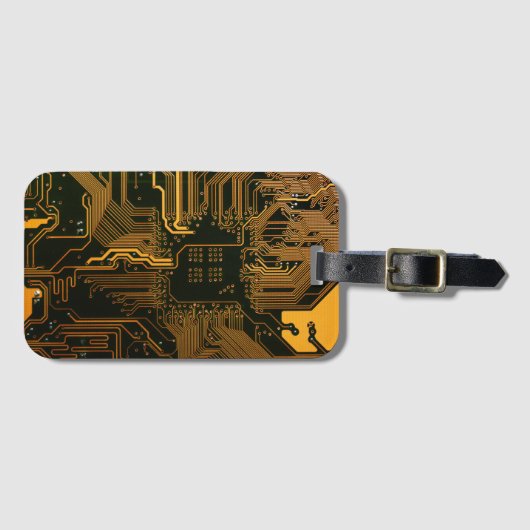Geek Out Nerd PCB Sinaasappel Electronic Circuit B Bagagelabel (Voorkant (horizontaal))