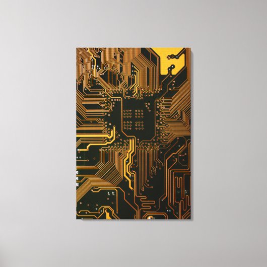 Geek Out Nerd PCB Sinaasappel Electronic Circuit B Canvas Afdruk (Voorkant)