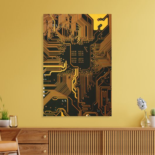 Geek Out Nerd PCB Sinaasappel Electronic Circuit B Canvas Afdruk (Insitu (Woonkamer))