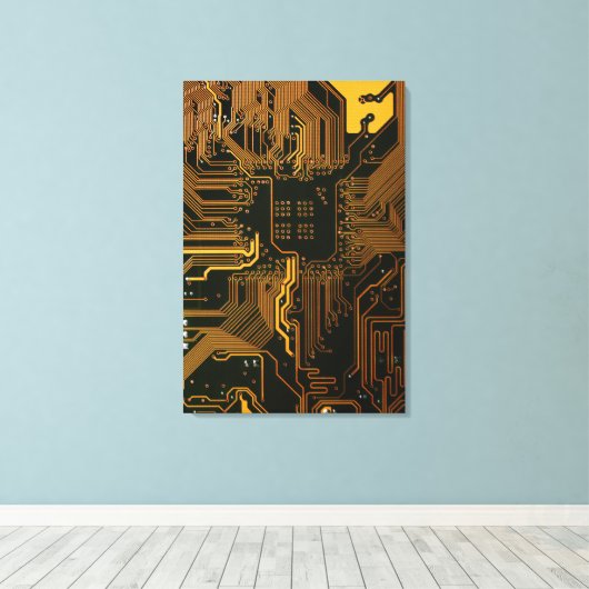 Geek Out Nerd PCB Sinaasappel Electronic Circuit B Canvas Afdruk (Insitu (Houten vloer))