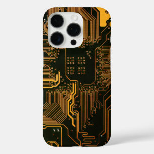 Geek Out Nerd PCB Sinaasappel Electronic Circuit B iPhone 16 Pro Hoesje