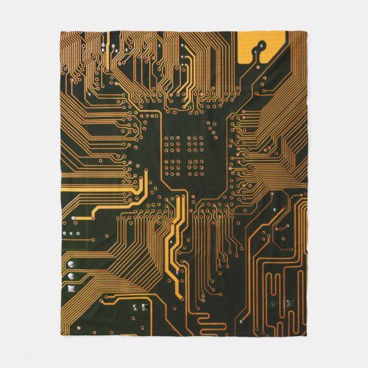 Geek Out Nerd PCB Sinaasappel Electronic Circuit B Fleece Deken (Voorkant)