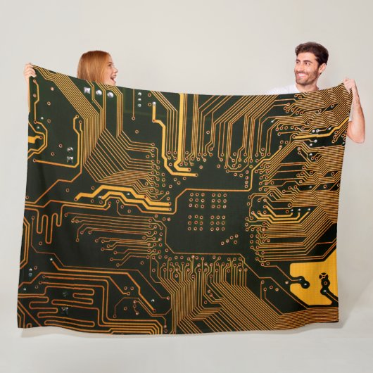 Geek Out Nerd PCB Sinaasappel Electronic Circuit B Fleece Deken (In situ)