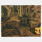 Geek Out Nerd PCB Sinaasappel Electronic Circuit B Fleece Deken (Voorkant (Horizontaal))
