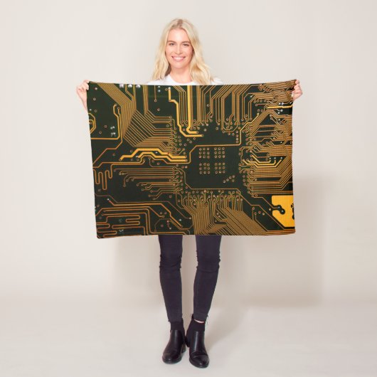 Geek Out Nerd PCB Sinaasappel Electronic Circuit B Fleece Deken (In situ)