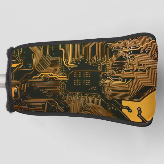 Geek Out Nerd PCB Sinaasappel Electronic Circuit B Golfheadcover (Voorkant)