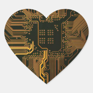 Geek Out Nerd PCB Sinaasappel Electronic Circuit B Hart Sticker