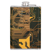 Geek Out Nerd PCB Sinaasappel Electronic Circuit B Heupfles (Achterkant)